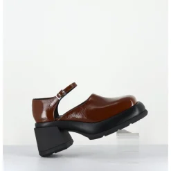 Outlet E8 BY MIISTA Babies à plateforme cuir naplak - CORAL BROWN COURT MARRON