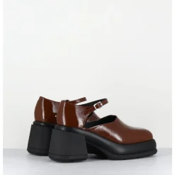 Outlet E8 BY MIISTA Babies à plateforme cuir naplak - CORAL BROWN COURT MARRON