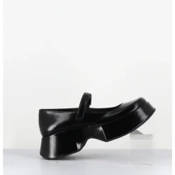 Hot VIC MATIE Babies à plateforme en cuir vernis imprimé damier blanc - 1F2416D LATTEX BLACK NOIR