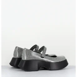 Discount VIC MATIE Babies à plateforme en cuir glacé noir - 1F2418D SCACCO BLACK NOIR&BLANC