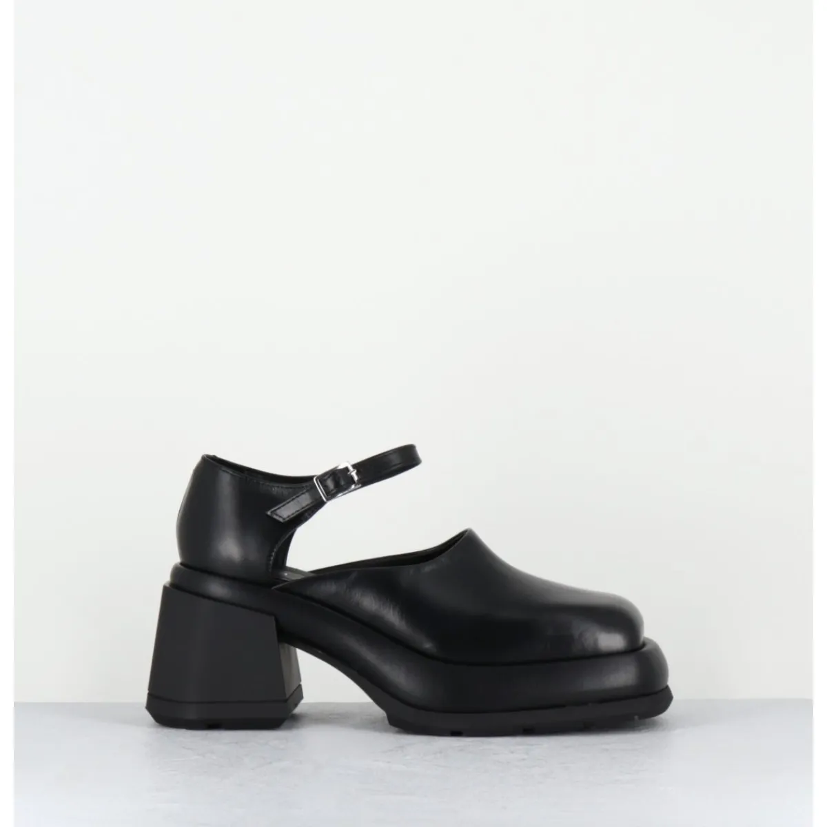 New E8 BY MIISTA Babies à plateforme en cuir - CORAL BLACK COURT NOIR