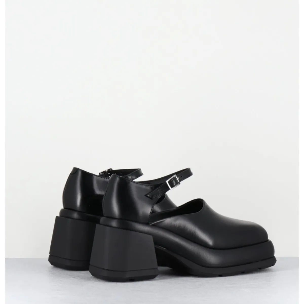 New E8 BY MIISTA Babies à plateforme en cuir - CORAL BLACK COURT NOIR