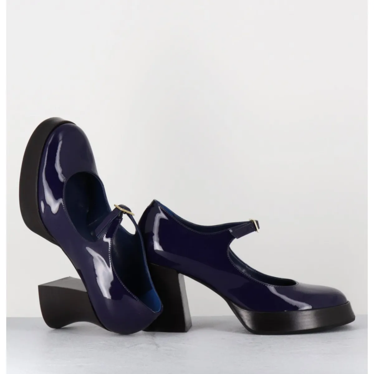 Sale GARRICE LAB Babies à plateforme en cuir vernis violet - NEDER VERNICE BLU BLEU
