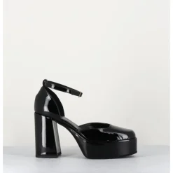Best GARRICE LAB Babies à plateforme en cuir vernis - SQUARE NERO NOIR