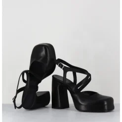 GARRICE LAB Babies à plateforme en cuir - VATI1 FULAR NERO NOIR