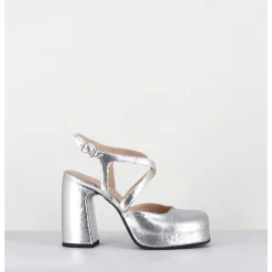 New GARRICE LAB Babies à plateforme en cuir craquelé - VATI2 CRAK O ARGENT