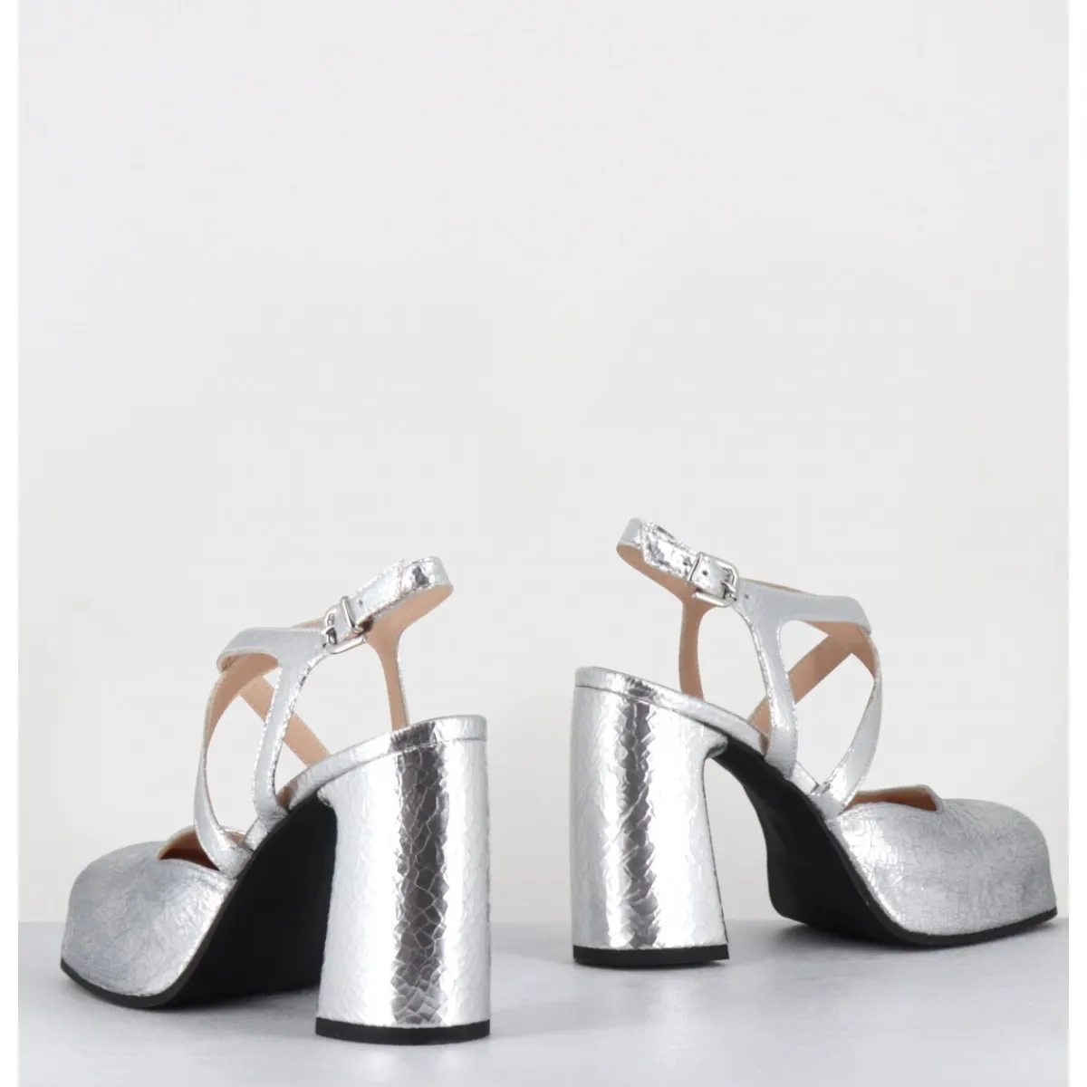 New GARRICE LAB Babies à plateforme en cuir craquelé - VATI2 CRAK O ARGENT