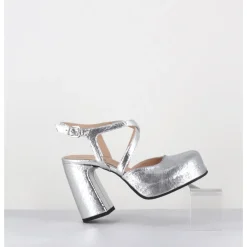 New GARRICE LAB Babies à plateforme en cuir craquelé - VATI2 CRAK O ARGENT