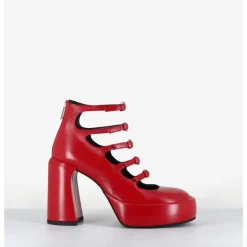 Outlet ELENA IACHI Babies à plateforme multi-brides en cuir - E3551 TIAGO BERRY ROUGE