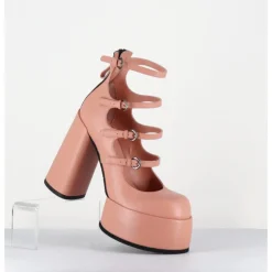 New PREMIATA Babies à plateforme multi-brides en cuir - M6631 GOTEBORG ROSA ROSE