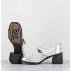 Outlet MOMA Babies à talon en cuir - 47403 VESUVIO O ARGENT