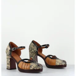 Hot CHIE MIHARA Babies à talon en cuir imprimé serpent - DEMOI ROCK TERRA