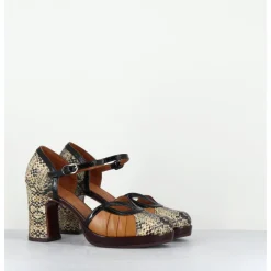 Hot CHIE MIHARA Babies à talon en cuir imprimé serpent - DEMOI ROCK TERRA