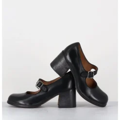 Hot MOMA Babies à talon en cuir - 47403 CRIS NERO NOIR