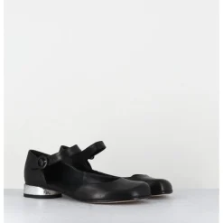 Hot GARRICE LAB Babies asymétrique en cuir petit talon argent - MANI2 FULAR NERO NOIR