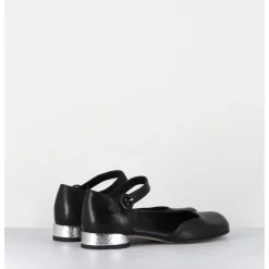 Hot GARRICE LAB Babies asymétrique en cuir petit talon argent - MANI2 FULAR NERO NOIR