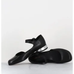 Hot GARRICE LAB Babies asymétrique en cuir petit talon argent - MANI2 FULAR NERO NOIR