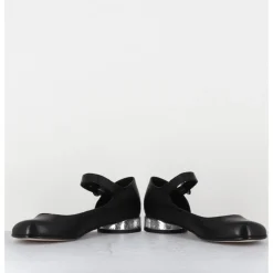 Hot GARRICE LAB Babies asymétrique en cuir petit talon argent - MANI2 FULAR NERO NOIR