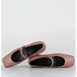 Outlet TO&CO Babies en cuir souple poudré à bout carré - JANE NATURAL COWHIDE ROSE