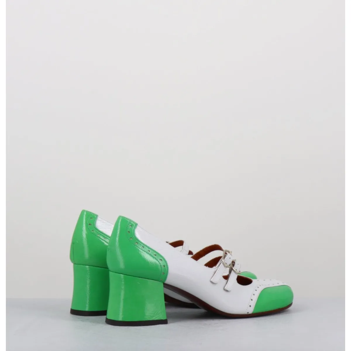 Online CHIE MIHARA Babies petit talon look vintage vernis blanc & vert - MAIME44 FERRARI BLANCO