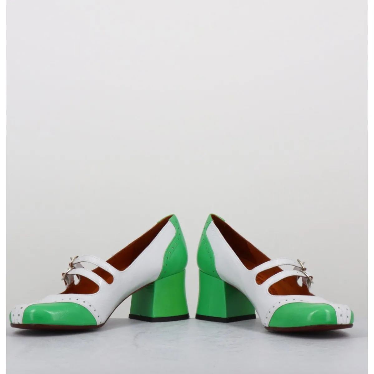 Online CHIE MIHARA Babies petit talon look vintage vernis blanc & vert - MAIME44 FERRARI BLANCO