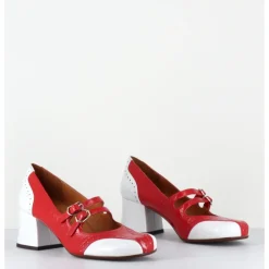 New CHIE MIHARA Babies petit talon look vintage vernis rouge & blanc - MAIME44 FERRARI CHERRY