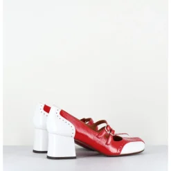 New CHIE MIHARA Babies petit talon look vintage vernis rouge & blanc - MAIME44 FERRARI CHERRY