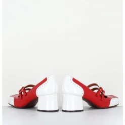 New CHIE MIHARA Babies petit talon look vintage vernis rouge & blanc - MAIME44 FERRARI CHERRY
