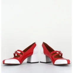 New CHIE MIHARA Babies petit talon look vintage vernis rouge & blanc - MAIME44 FERRARI CHERRY