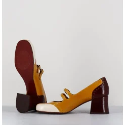 Sale CHIE MIHARA Babies petit talon look vintage vernis multi jaune - MAIME44 FERRARI SUN