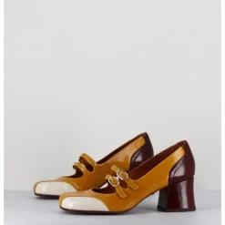 Sale CHIE MIHARA Babies petit talon look vintage vernis multi jaune - MAIME44 FERRARI SUN