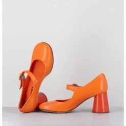 HALMANERA Babies rétro à talon en cuir - ACE22 GLAZE ALBICOCCA ORANGE