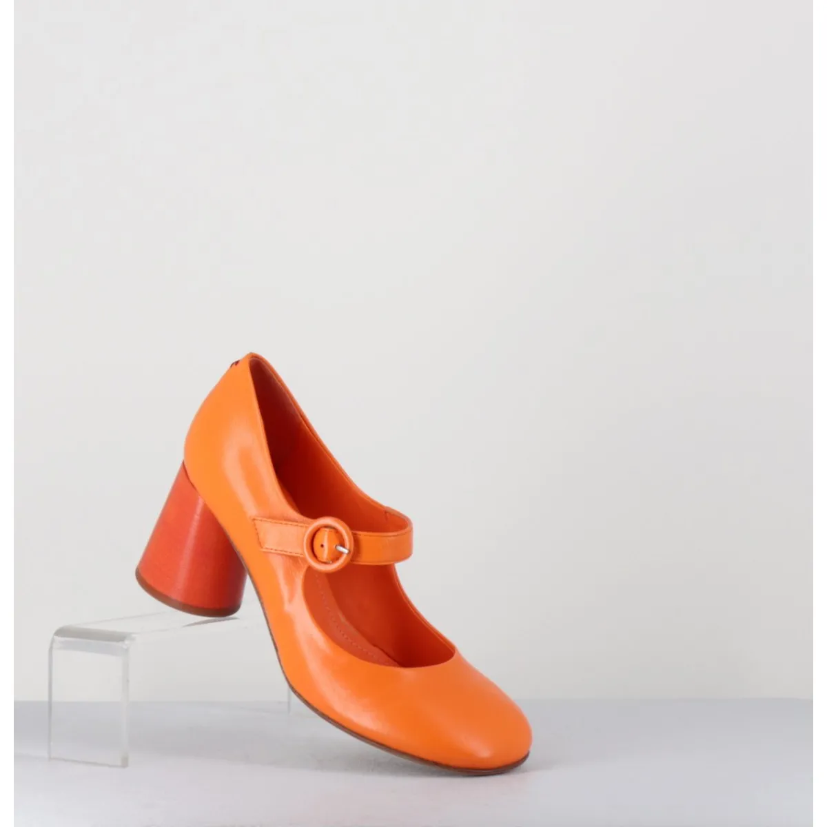 HALMANERA Babies rétro à talon en cuir - ACE22 GLAZE ALBICOCCA ORANGE