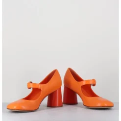 HALMANERA Babies rétro à talon en cuir - ACE22 GLAZE ALBICOCCA ORANGE