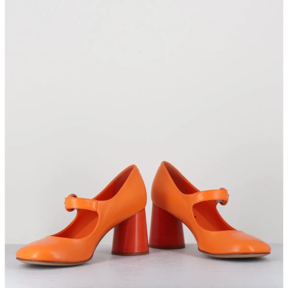 HALMANERA Babies rétro à talon en cuir - ACE22 GLAZE ALBICOCCA ORANGE