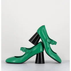 Discount HALMANERA Babies rétro à talon en cuir & noir - ACE22 GLAZE MELA VERT