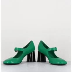 Discount HALMANERA Babies rétro à talon en cuir & noir - ACE22 GLAZE MELA VERT