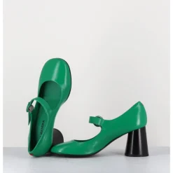 Discount HALMANERA Babies rétro à talon en cuir & noir - ACE22 GLAZE MELA VERT