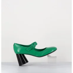 Discount HALMANERA Babies rétro à talon en cuir & noir - ACE22 GLAZE MELA VERT