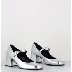 Online ROTTA Babies 60s en cuir métallisé petit talon - XARA SCRATCH SILVER ARGENT