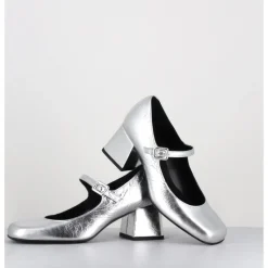 Online ROTTA Babies 60s en cuir métallisé petit talon - XARA SCRATCH SILVER ARGENT