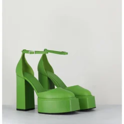 Discount 3JUIN Babies talon haut à plateforme en cuir - AMBRA MOK GREEN VERT