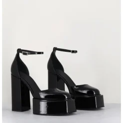 3JUIN Babies talon haut à plateforme en cuir vernis - AMBRA MOK PATENT NOIR