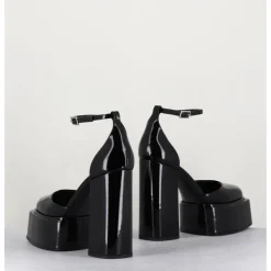 3JUIN Babies talon haut à plateforme en cuir vernis - AMBRA MOK PATENT NOIR