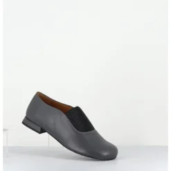 Online AUDLEY Ballerines à élastique en cuir souple - MAGAR NAPPA ASFALTO GRIS