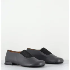 Online AUDLEY Ballerines à élastique en cuir souple - MAGAR NAPPA ASFALTO GRIS