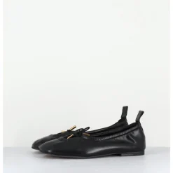 New ALOHAS Ballerines à noeud en cuir souple - ROSALIND BLACK BALLET NOIR