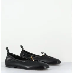 New ALOHAS Ballerines à noeud en cuir souple - ROSALIND BLACK BALLET NOIR