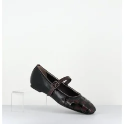 Sale GARRICE LAB Ballerines damier à bride naplak noir & marron - NICOLA NAPLAK NERO