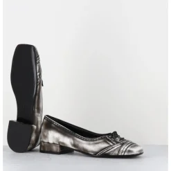 New TO&CO Ballerines en cuir effet vintage petit lacet - FABIENE BORDOBA WHITE NOIR&BLANC